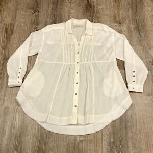 We The Free Cotton Gauze Tunic Shirt Dress White Boho Medium